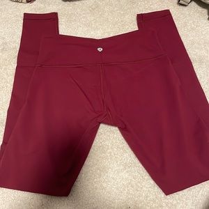Lululemon Wunder Under 28” wine colored leggings
